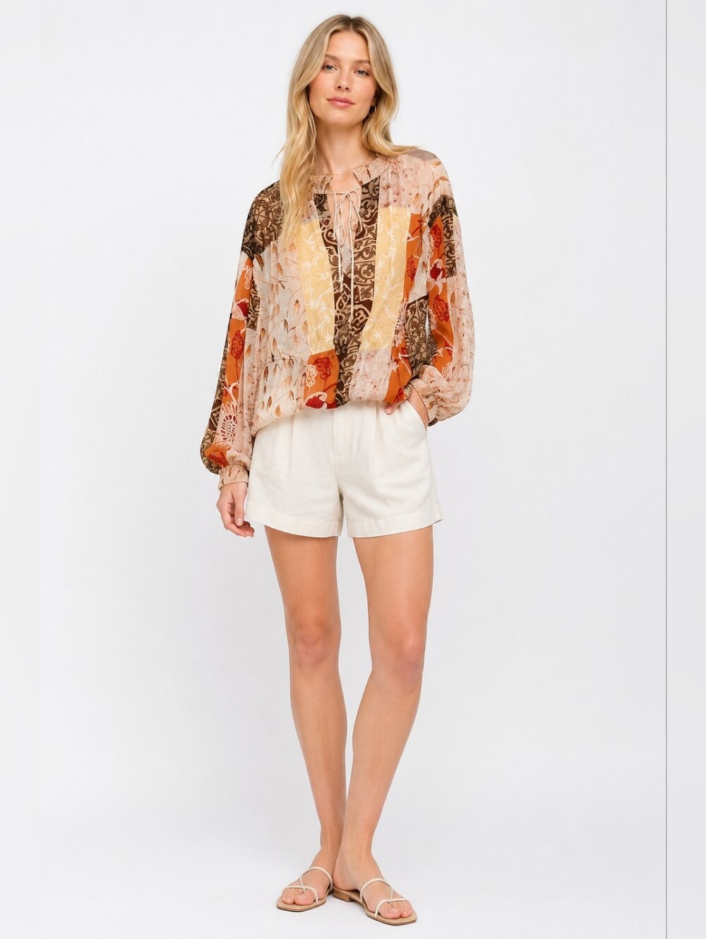 NWT Zara Size S Print Patchwork Look Blouse Boho